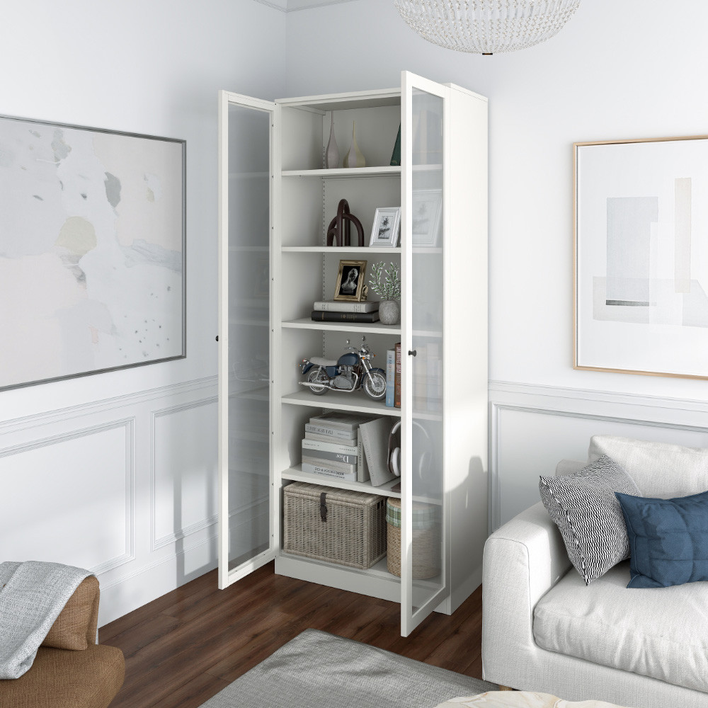 Jual Informa Logan Rak Buku Pintu Kaca - Putih Bookshelf Books Storage ...