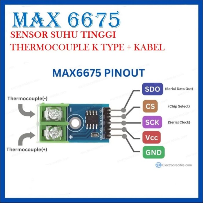 Jual SS2 MAX6675 K Type Thermocouple Temperature Sensor Suhu Arduino ...
