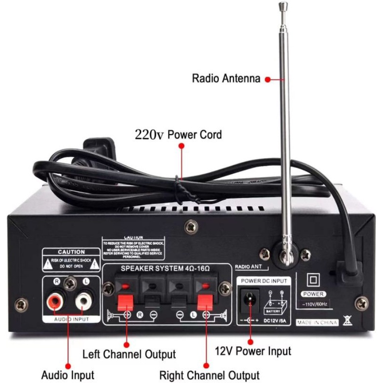 Jual Kerndy Bluetooth EQ Audio Amplifier Karaoke Home Theater FM Radio