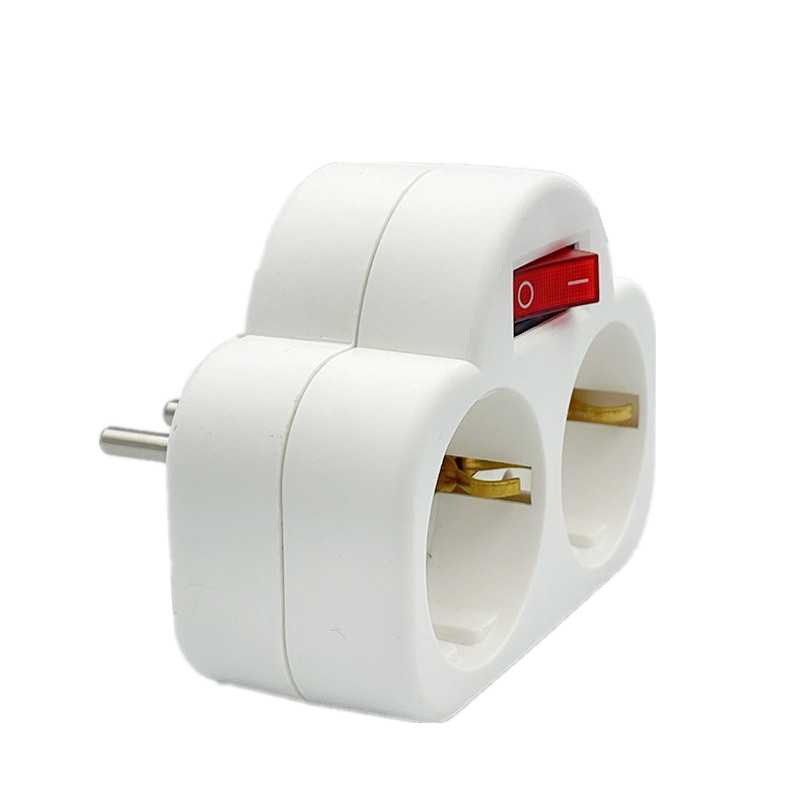 Jual Steker On Off Listrik 2 Lubang Socket Converter EU 16A 250V with ...