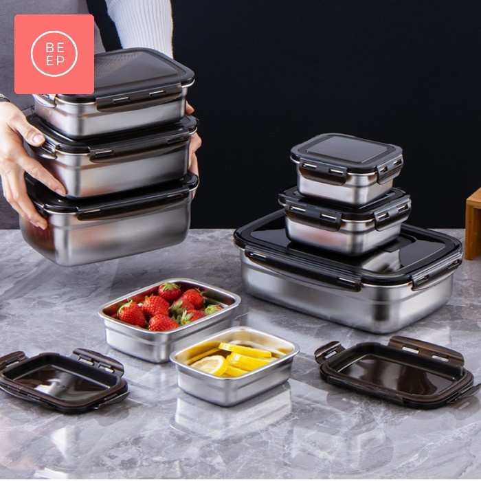 Jual Kotak tupperware stainless foodgrade makanan penutup klip kedap ...