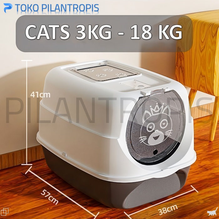 Jual EKO243 CAT LITTER BOX KUCING BESAR JUMBO TERTUTUP 38X57X41 CM