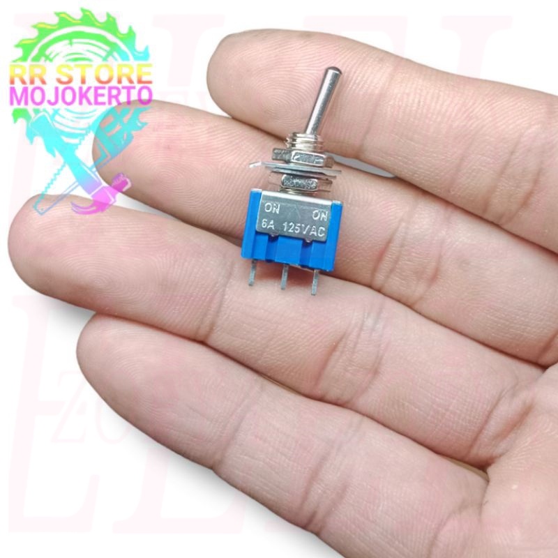 Jual Saklar Biru switch toggle 3 kaki body kecil mini -on off 3 pin ...
