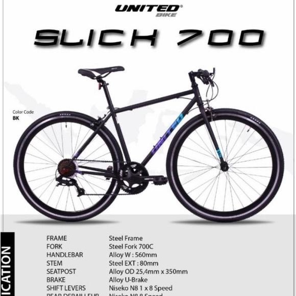 Jual Promo Spesial Sepeda Hybrid Fixie United Slick Hitam Shopee Indonesia