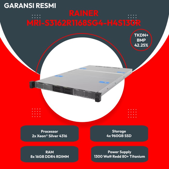 Jual Rackmount 1U Server Rainer MRI-S3162R1168SG4-H4S130R - TKDN RESMI ...