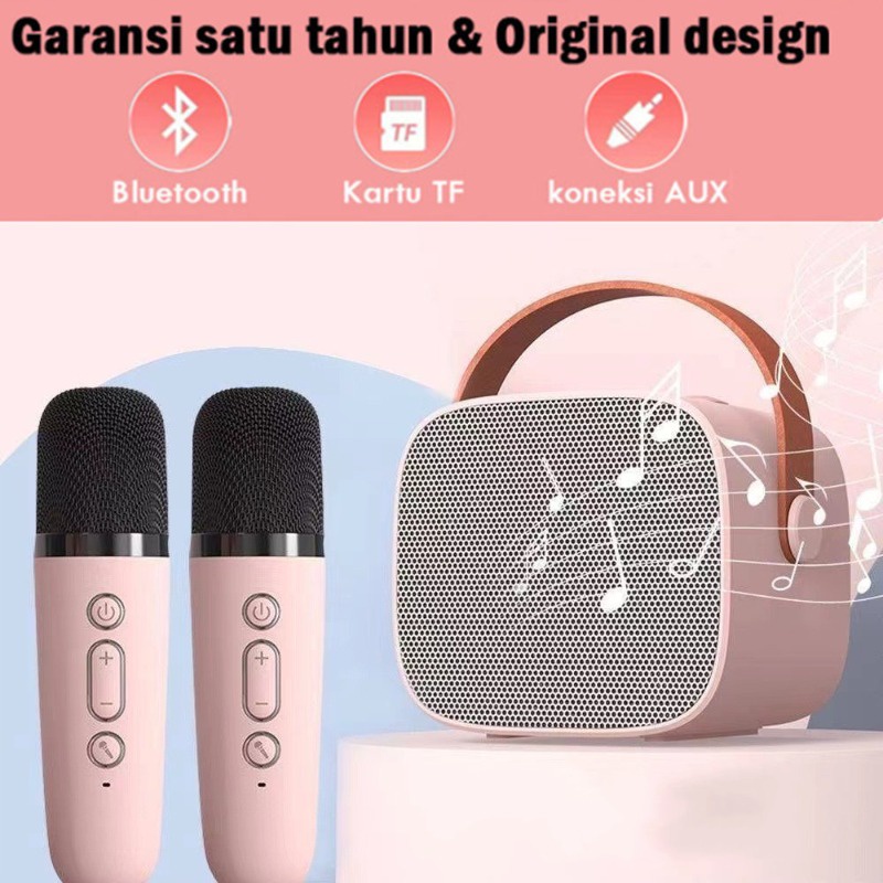 Jual Speaker Bluetooth 2Mic 1 Set Karaoke Speaker Ktv Cute Wireless ...