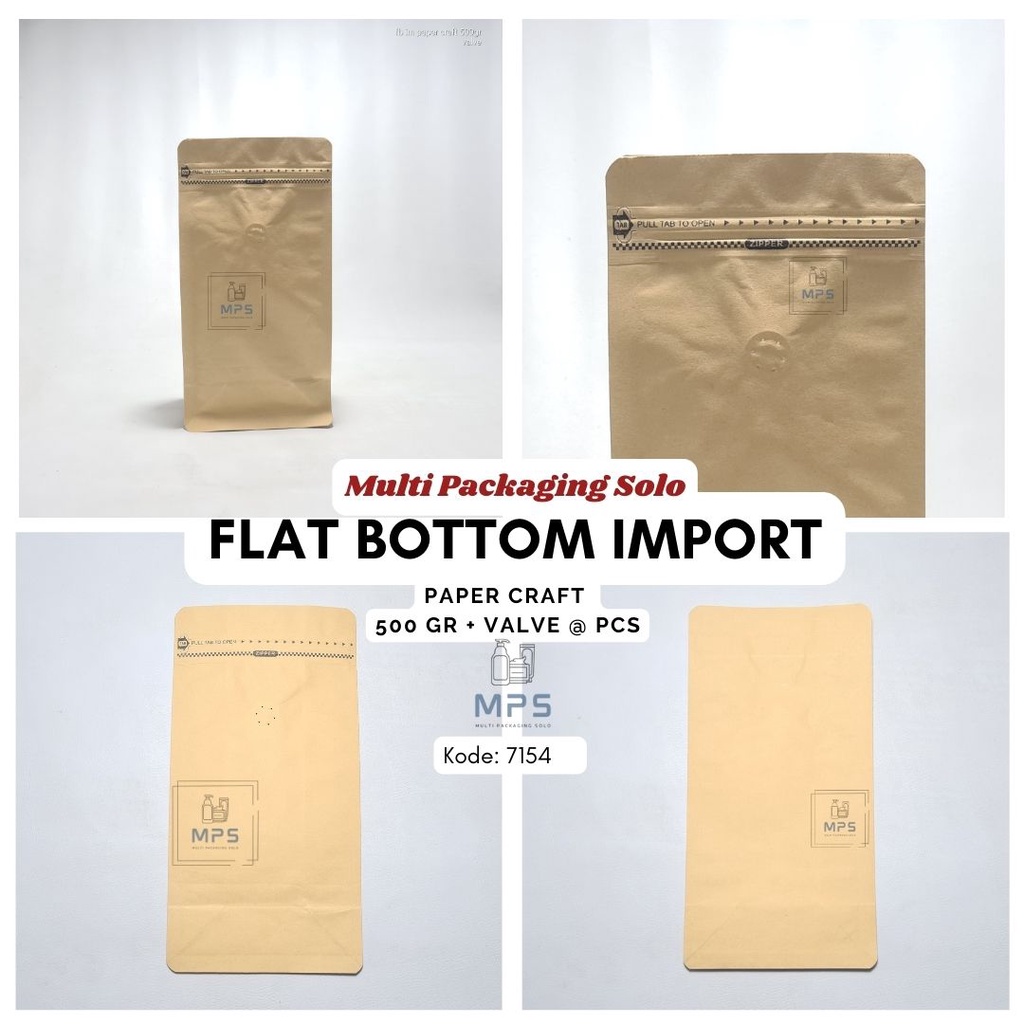 Jual Flat Bottom Import Paper Craft 500 Gr + Valve @ Pcs / Flat Bottom ...