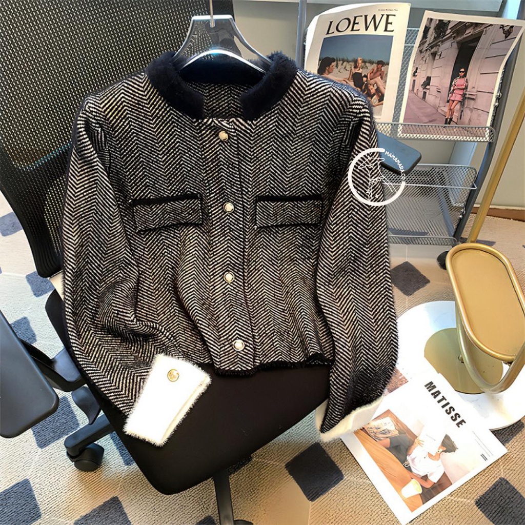 Jual MAMAMARA Blazer Rajut Korean Polos Elegant Wol Santai Crew Neck