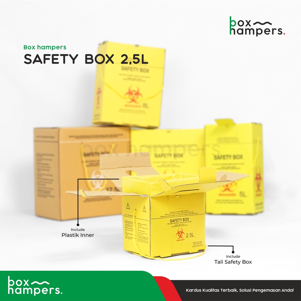 Jual SAFETY BOX 2.5 Liter Safetybox/Alkes/BioHazard/Kardus/2L/2,5L/2,5