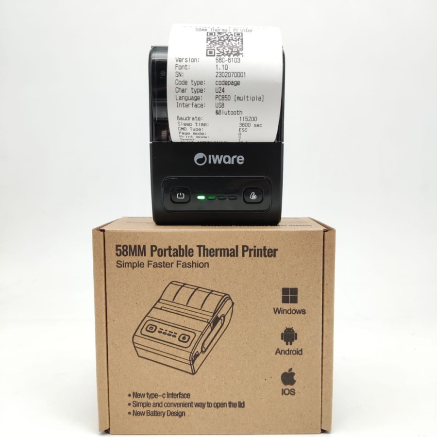 Jual Mobile Printer Bluetooth Thermal 58mm Iware C5813 RPP02N Portable ...