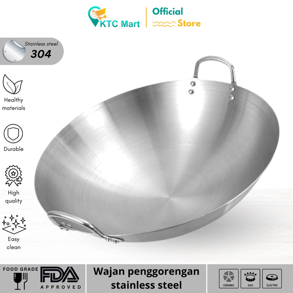 Jual Ktcmart Wajan Stainless Steel Tebal Kokoh Terlaris Kuali Wajan