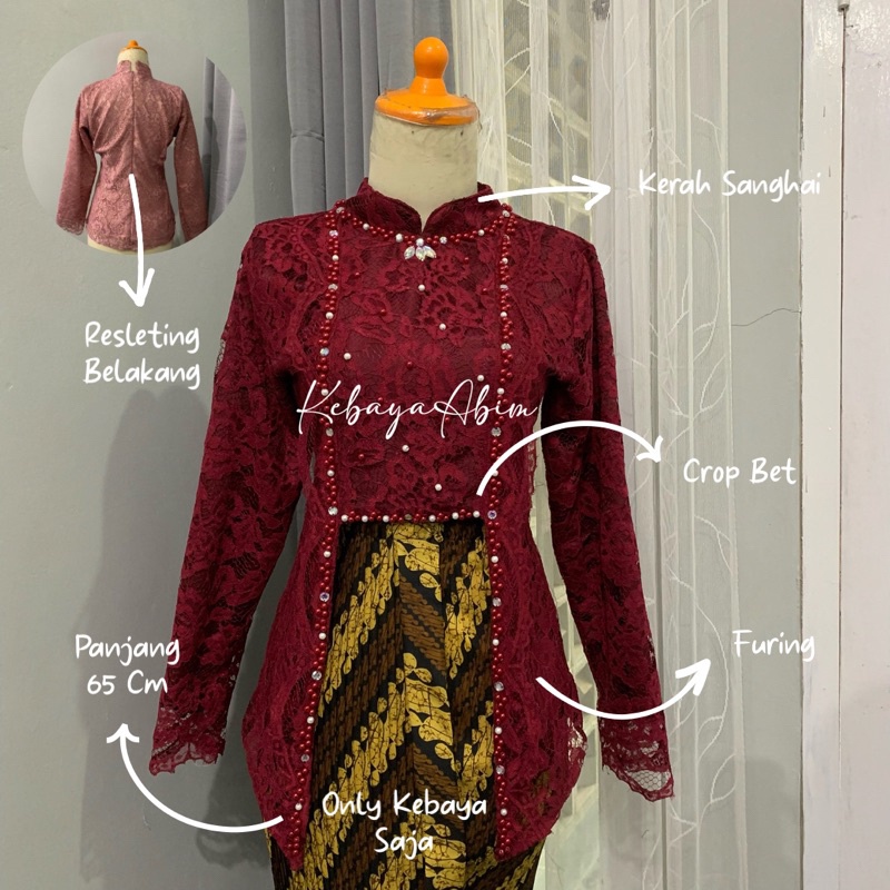 Jual IW94R [PO] Kebaya Hijab Crop Bet | Kerah Sanghai | Kebaya Modern