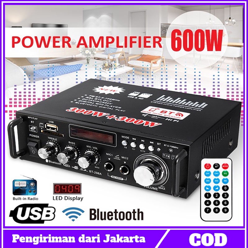 Jual BT298A 300+300W Ampli Amplifier Bluetooth Audio Karaoke Home