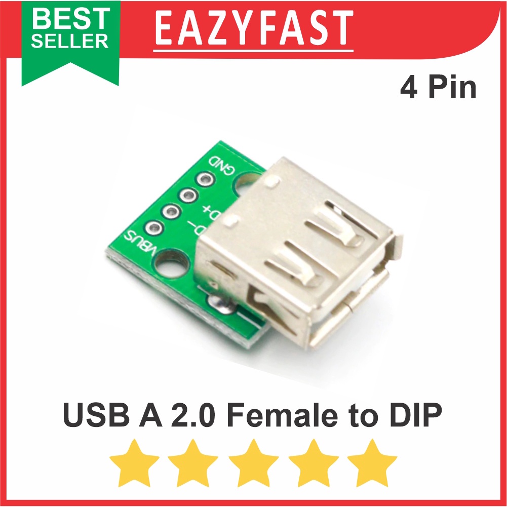 Jual Female Betina USB 2.0 to DIP Converter Breakout Board Adapter PCB ...