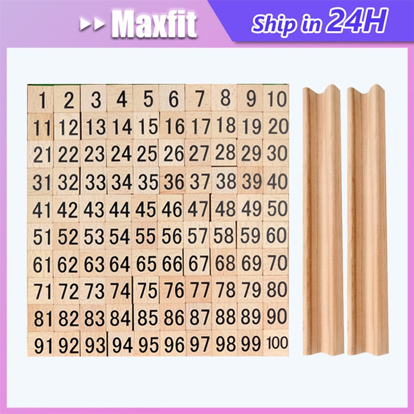 Jual 100Pcs Number Block puzzle wooden Tile Number 1 To 100 Mainan ...