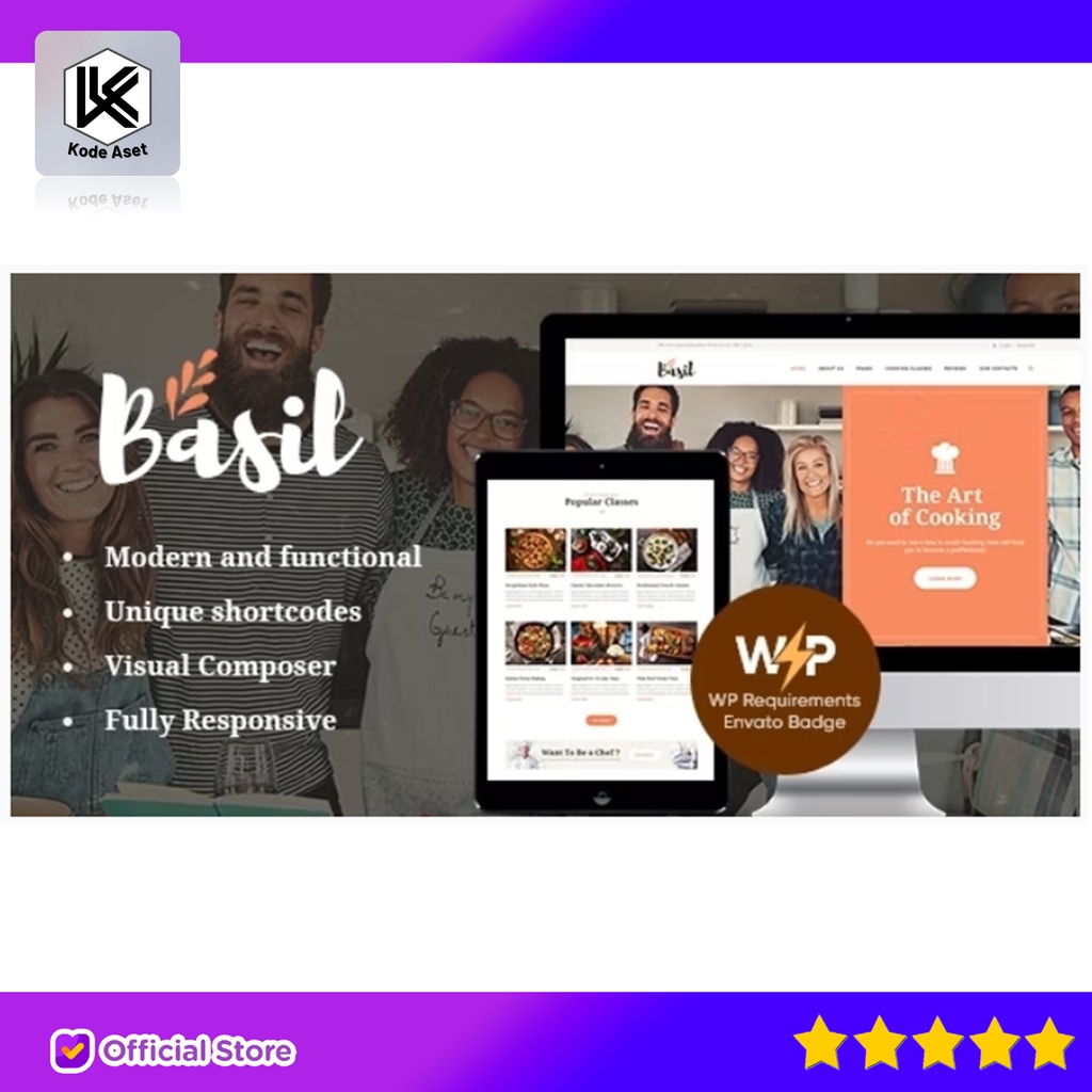 Jual BASIL COOKING CLASSES AND WORKSHOPS WORDPRESS THEME BY