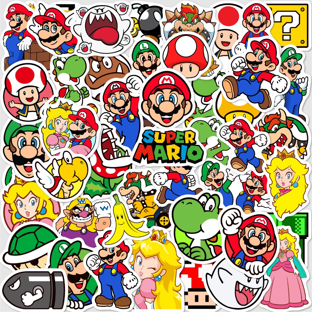 Jual 50 PCS STICKER PACK MARIO BROS / STIKER SUPER MARIO / STIKER SUPER