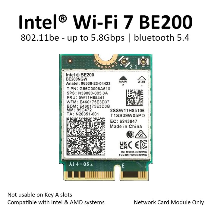 Jual Intel WiFi 7 BE200 Wireless Card Bluetooth 5 BE M.2 NGFF BE200NGW ...