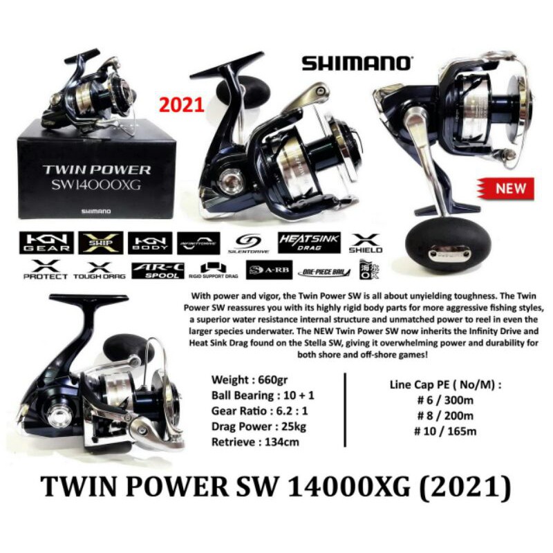 Jual Reel Spinning SHIMANO TWIN POWER SW 14000XG ( New 2021 ) | Shopee ...