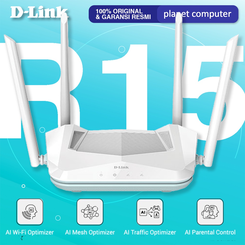 Jual D-Link R15 EAGLE PRO AI WIFI-6 AX1500 Gigabyte Smart Mesh Router ...