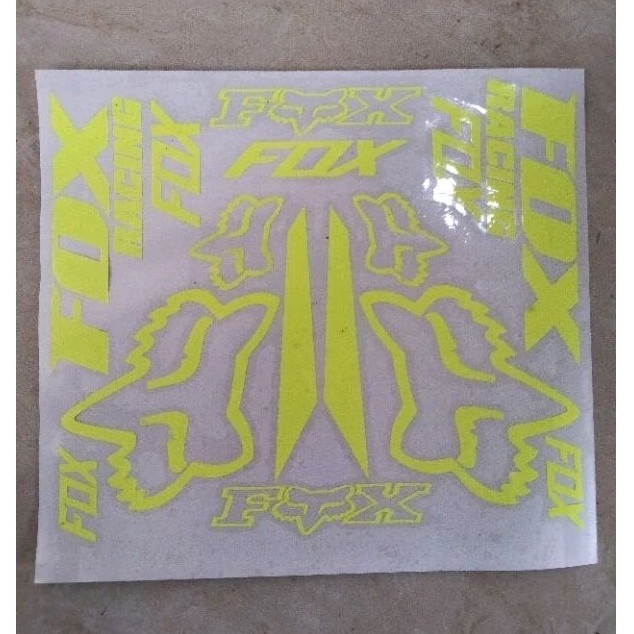 Jual stiker helm logo fox full set kuning stabilo | Shopee Indonesia