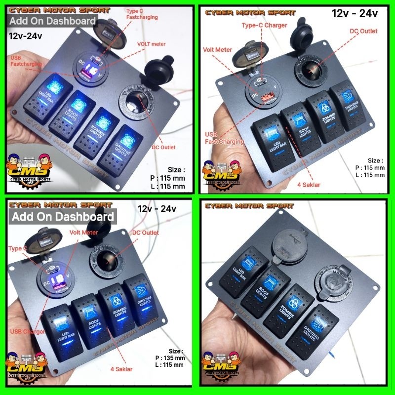 Jual Saklar mobil 12v 24v universal. sakelar on off switch panel ...
