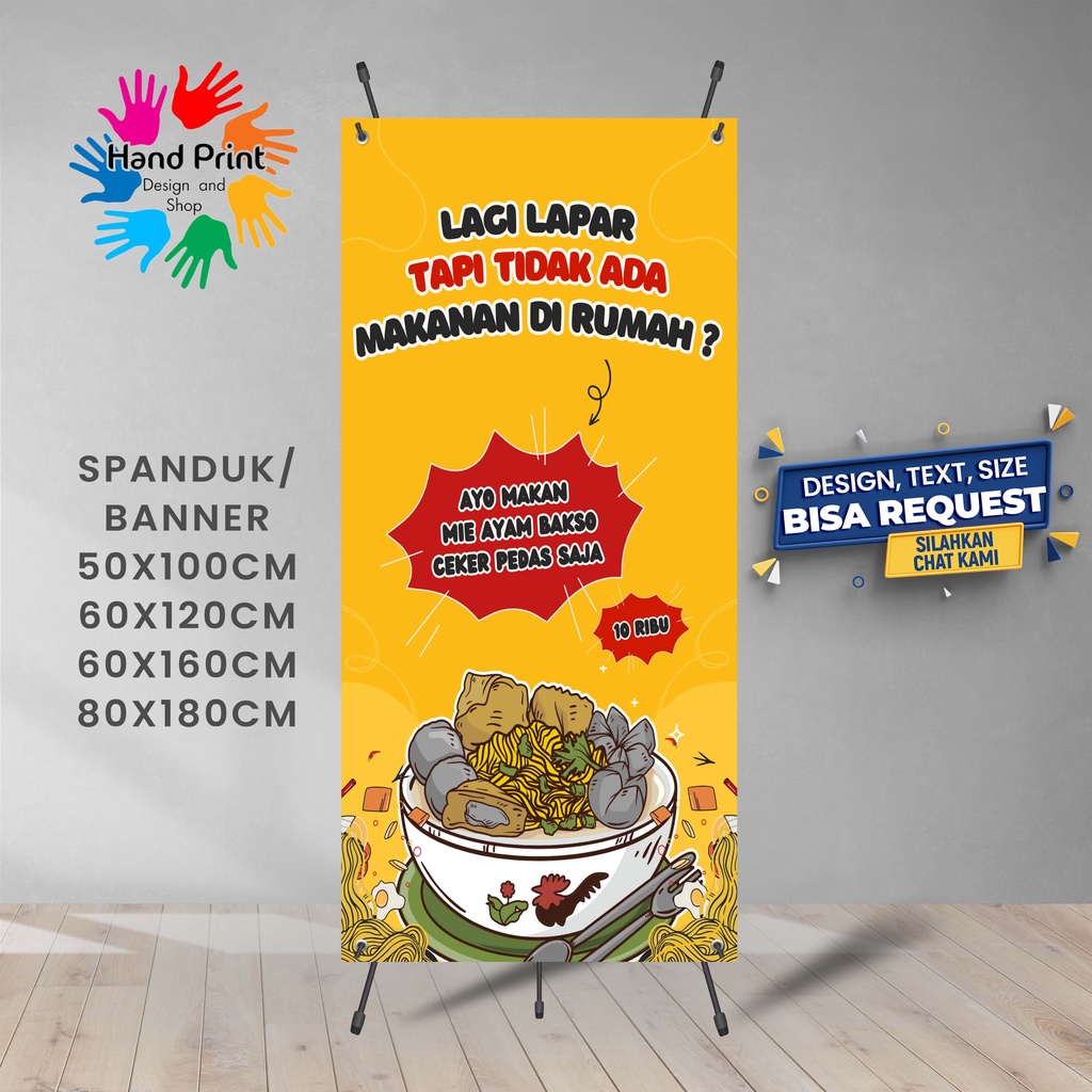 Jual Spanduk Banner Mie Ayam Mie Pangsit Warna Oren B 60x160 Cm Outdoor