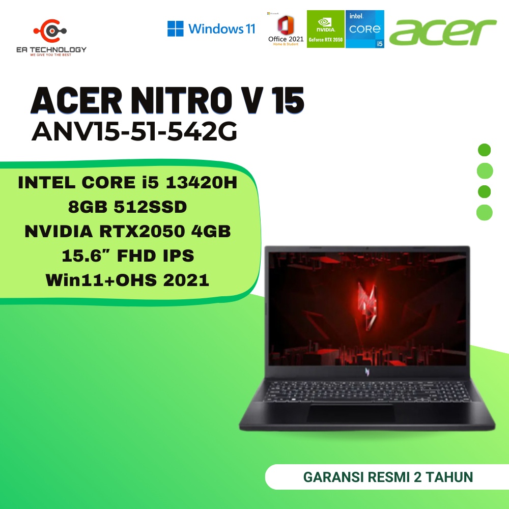 Jual Acer Nitro V 15 Anv15 51 542g I5 13420h 8gb 512ssd Rtx2050 4gb W11 Ohs Shopee Indonesia 9046