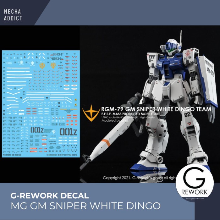 Jual Water Slide Decal MG GM Sniper White Dingo by G-rework | Shopee ...