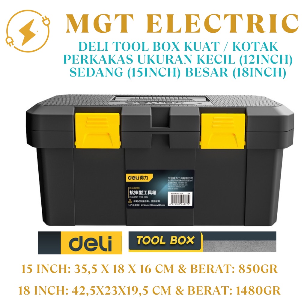 Jual Deli Tool Box Kuat Kotak Perkakas Ukuran Kecil Sedang Besar