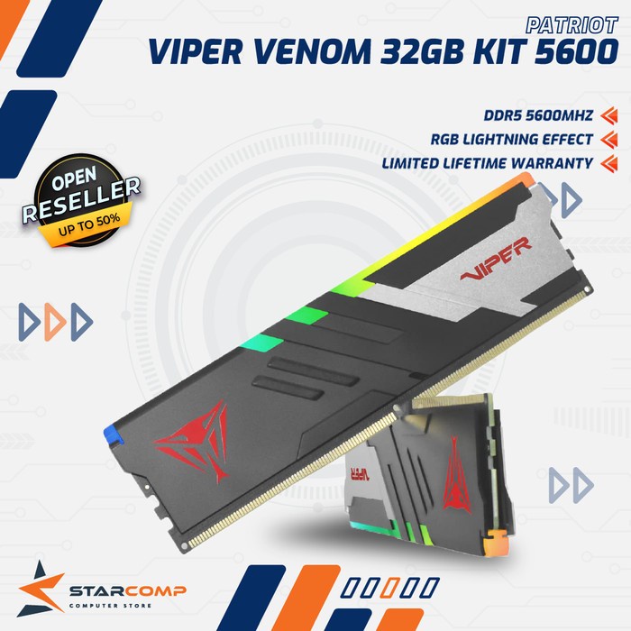 VIPER VENOM メモリ DDR5 - 6400 64GB(32GB×2) Patriot Viper Venom 64GB (2x32GB) DDR5-6400 PC5-51200 CL32 UDIMM