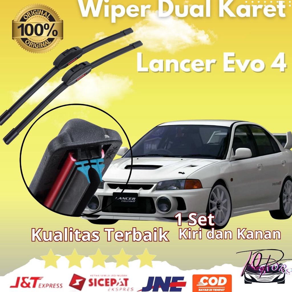 Jual Wiper Double Karet Mitsubishi Lancer Evo 4 Frameless 1 Set Kiri