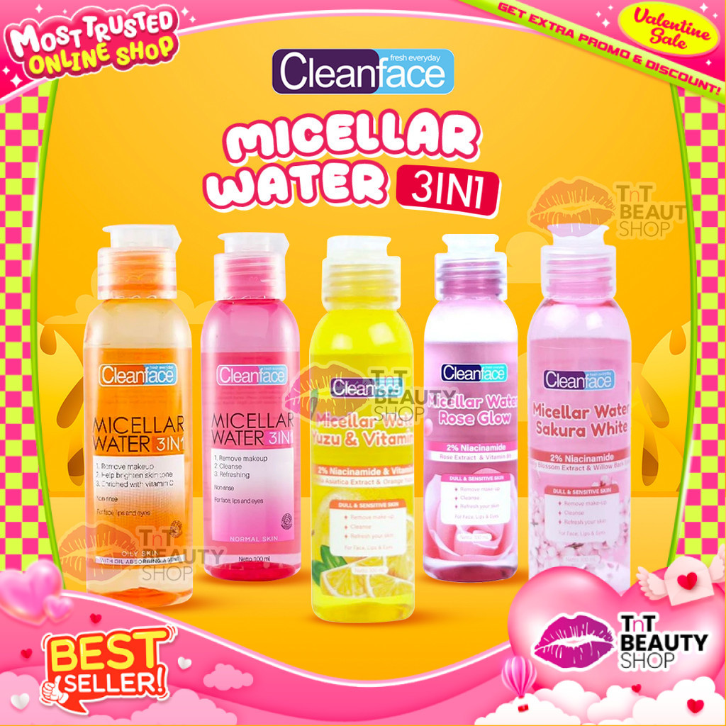 Jual Cleanface 3in1 Micellar Water Normal Skin - Oily Skin - 100ml ...