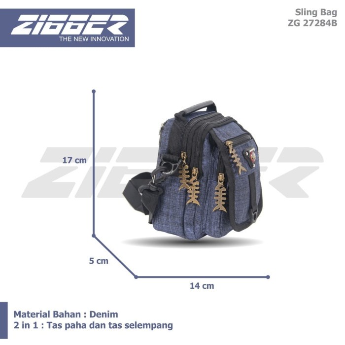 Jual ZIGGER TAS SELEMPANG PRIA GAUL 27284B - 2 IN 1 SLING BAG ...