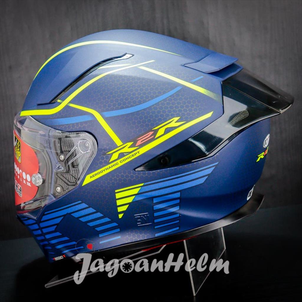 Jual KYT R2R CLASSIC CONCEPT |MATT BLUE YELLOW | FULLFACE DOUBLE VISOR ...