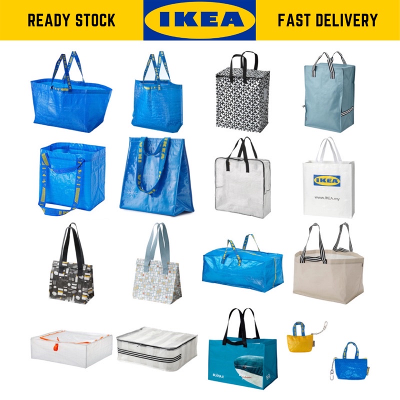 Jual [COD] lKEA FRAK KANTONG BELANJA WARNA BIRU UK 71 L 36 L/ TAS BAHU