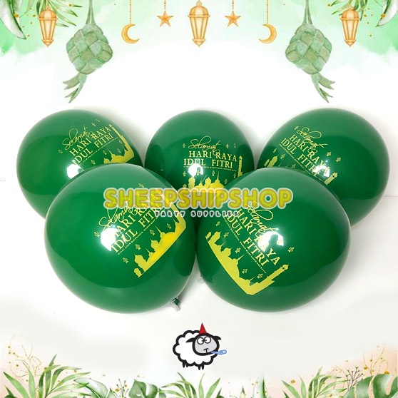 GROSIR ISI 100 BALON LATEX HARI RAYA IDUL FITRI 12inch Dekorasi Lebaran Ramadhan