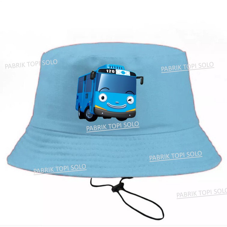 Jual Topi Tayo Anak Bucket Tayo dan Bordir Nama Anak Usia