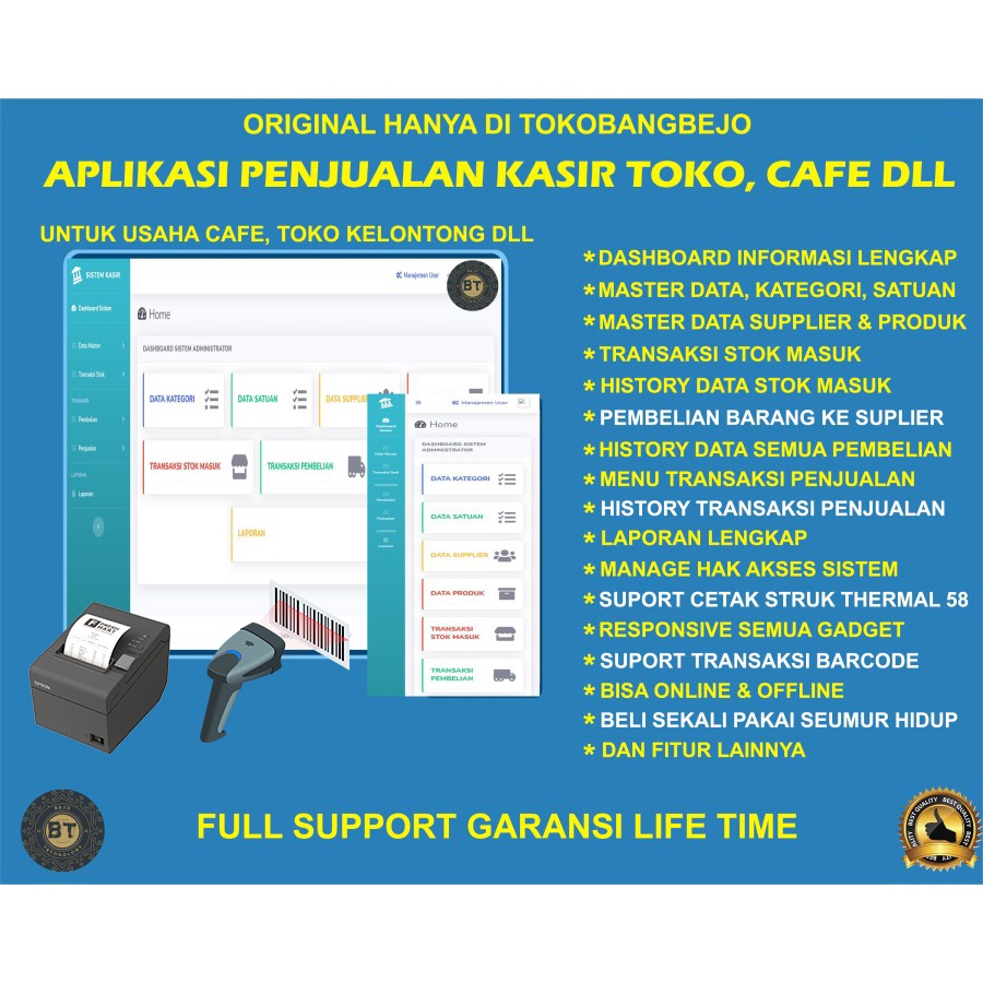 Jual Aplikasi Penjualan Kasir Pos Inventory Toko Kelontong Toko Hape Dll Sekali Beli Untuk 7041