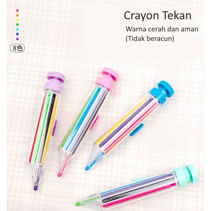 Jual [LOGU] Rotating Crayon 8 warna model pena tanpa tangan kotor ...