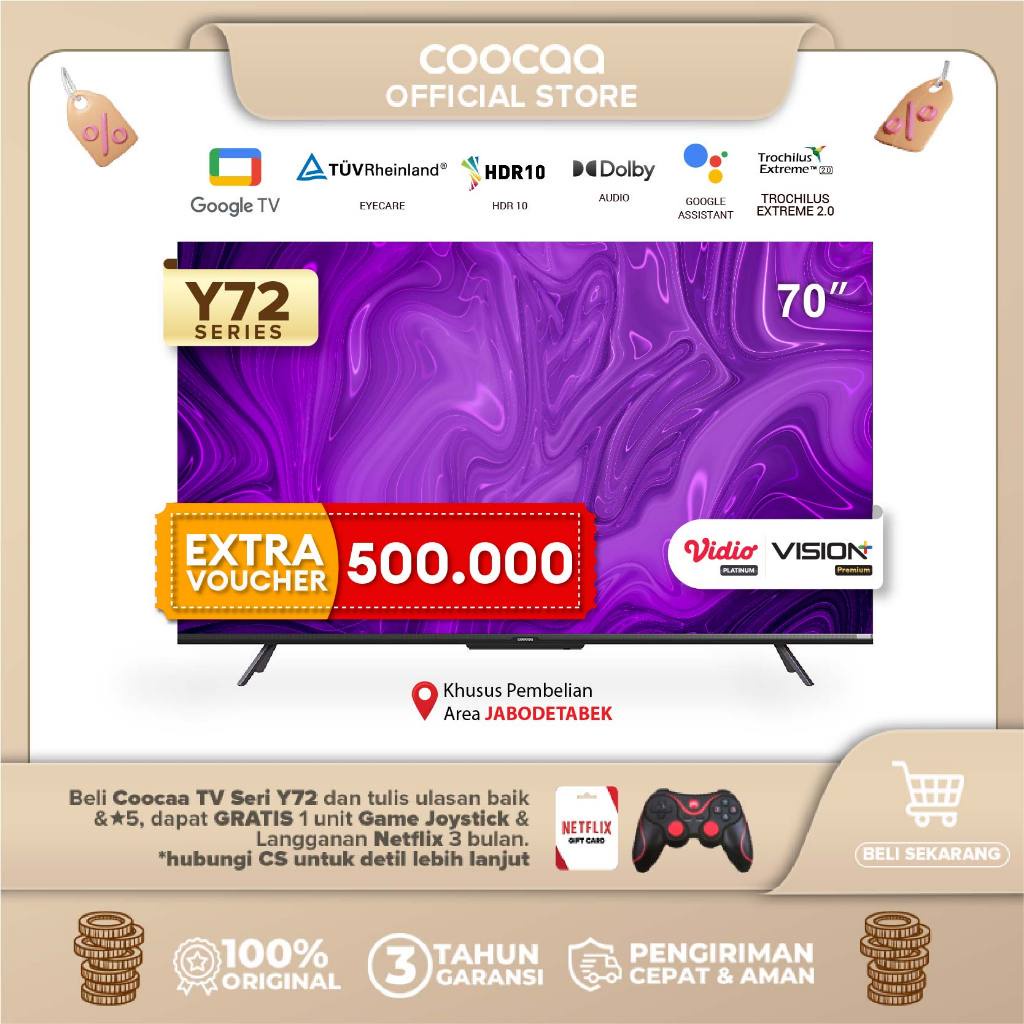 Jual PROMO SALE! [Google TV] COOCAA 70 inch Smart TV 4K UHD