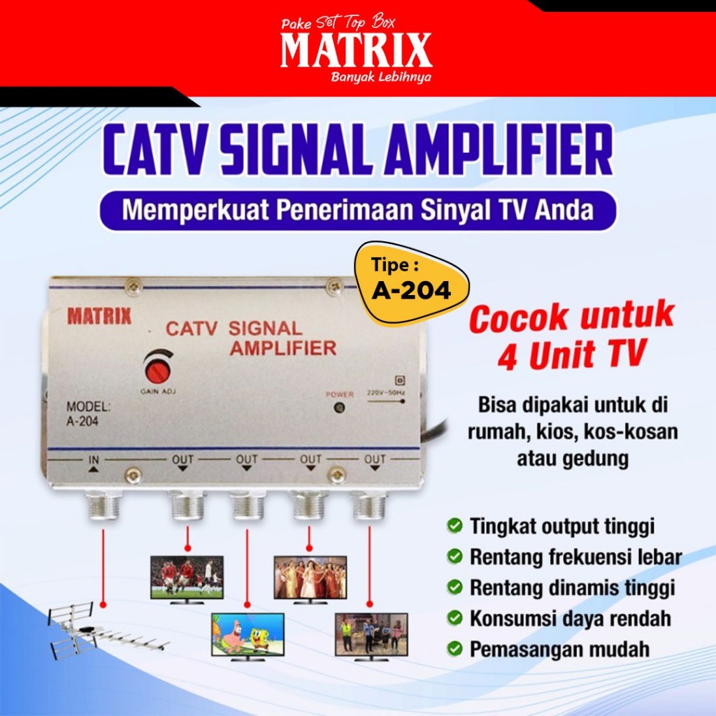 Jual MATRIX - Booster Indoor dan Spliter MATRIX A-204 - Penguat Sinyal ...