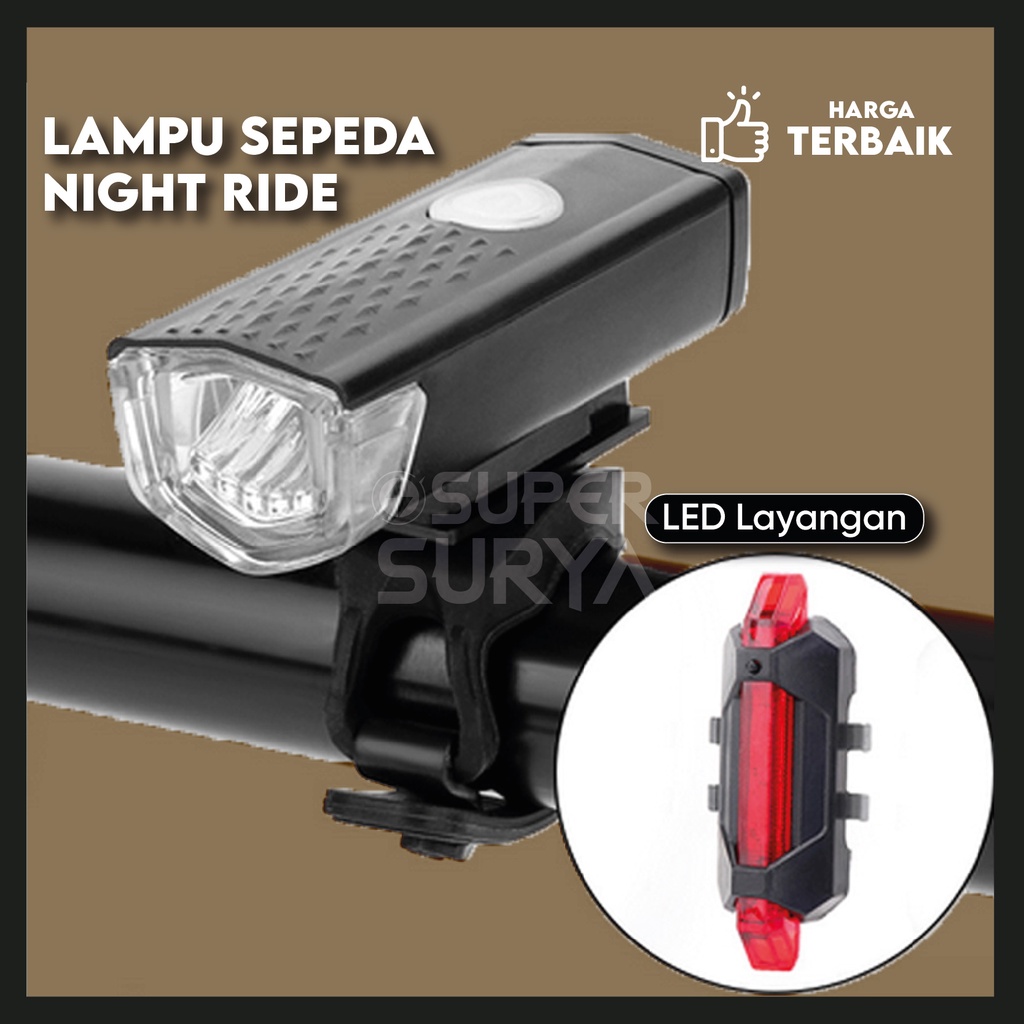 Jual Lampu Sepeda Depan Belakang Lumens Set Led Layangan W Antiair Senter Olahraga Outdoor