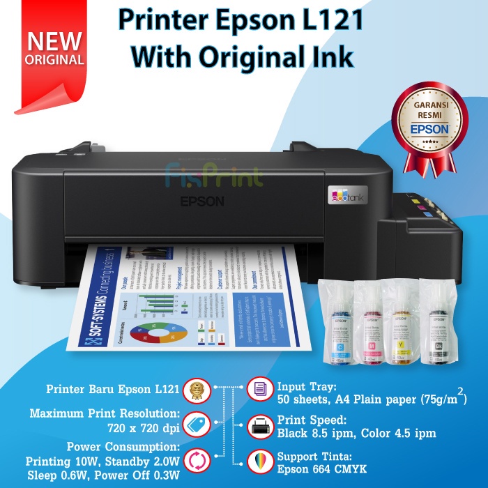 Jual Printer Epson L121 A4 Ink Tank Printer Epson L121 L 121 L121 Infus System Garansi Resmi 9196