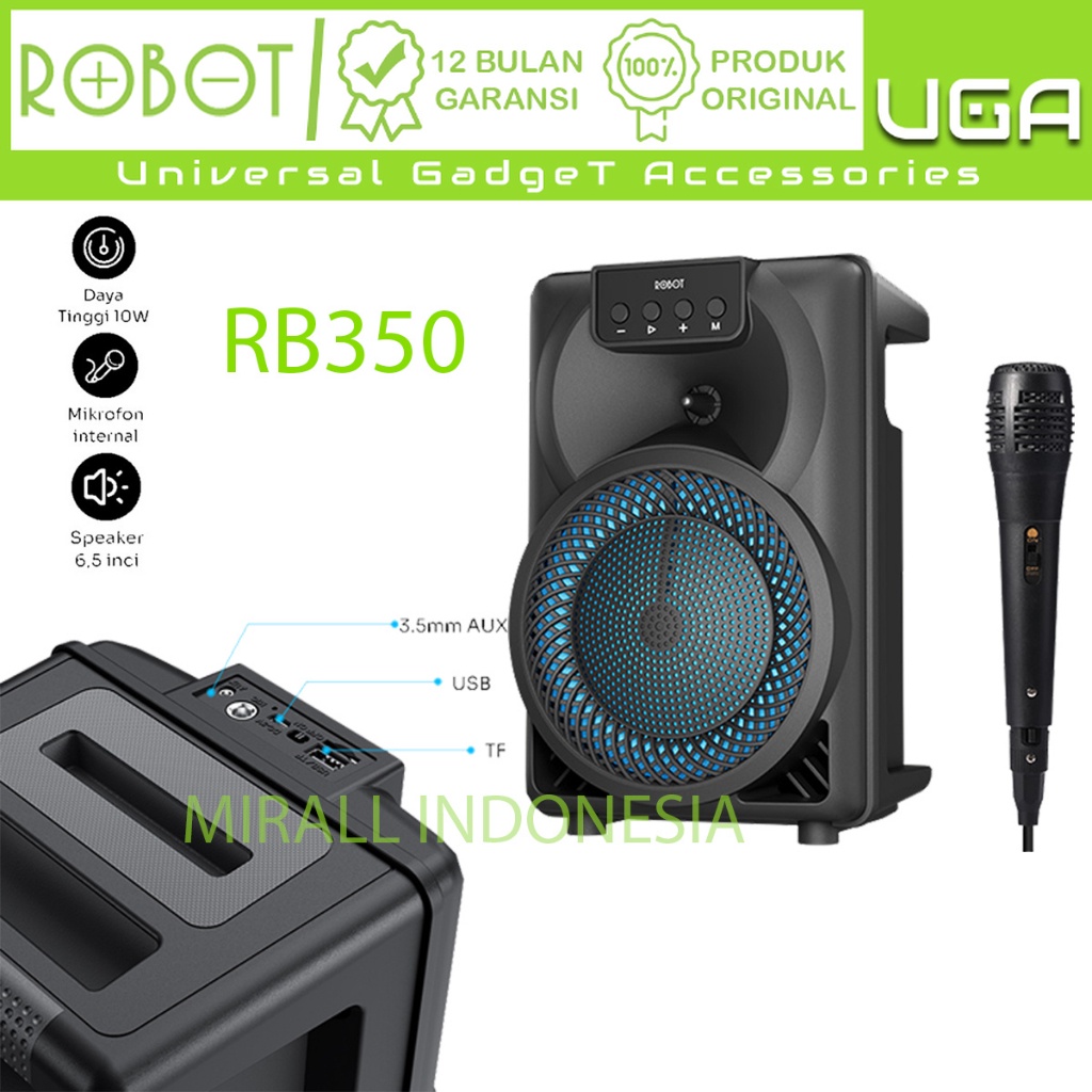 Jual Speaker Karaoke Portable Robot RB350 Bluetooth 5.3 RGB ...