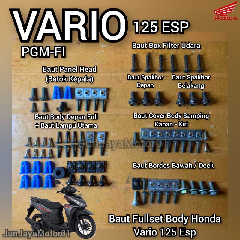 Jual Baut Lengkap Full Set Body Honda Vario 125 Fi Esp / Baut Lengkap ...