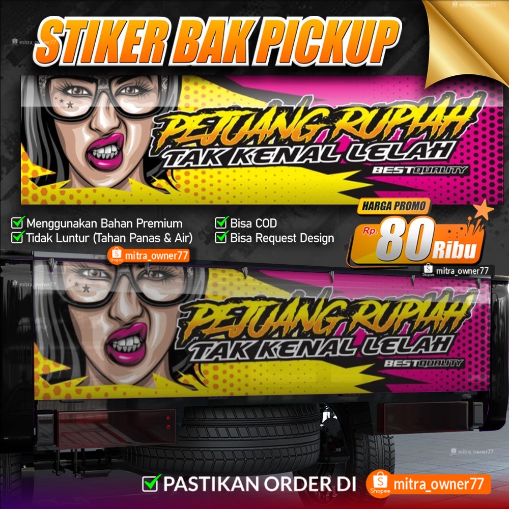 Jual Stiker Decal Pintu Bak Belakang Pejuang Rupiah All Pick Up L