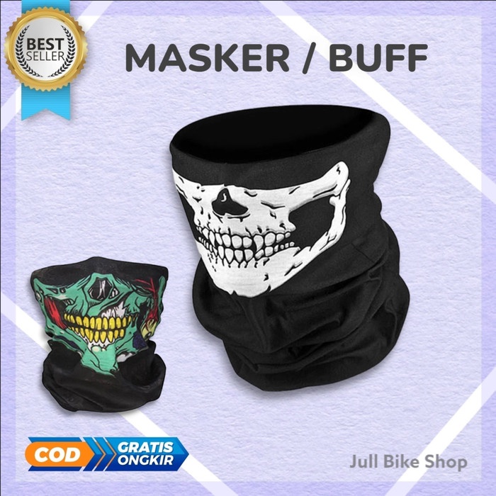 Jual Buff bandana motif tengkorak rider kain sepeda motor masker rahang ...