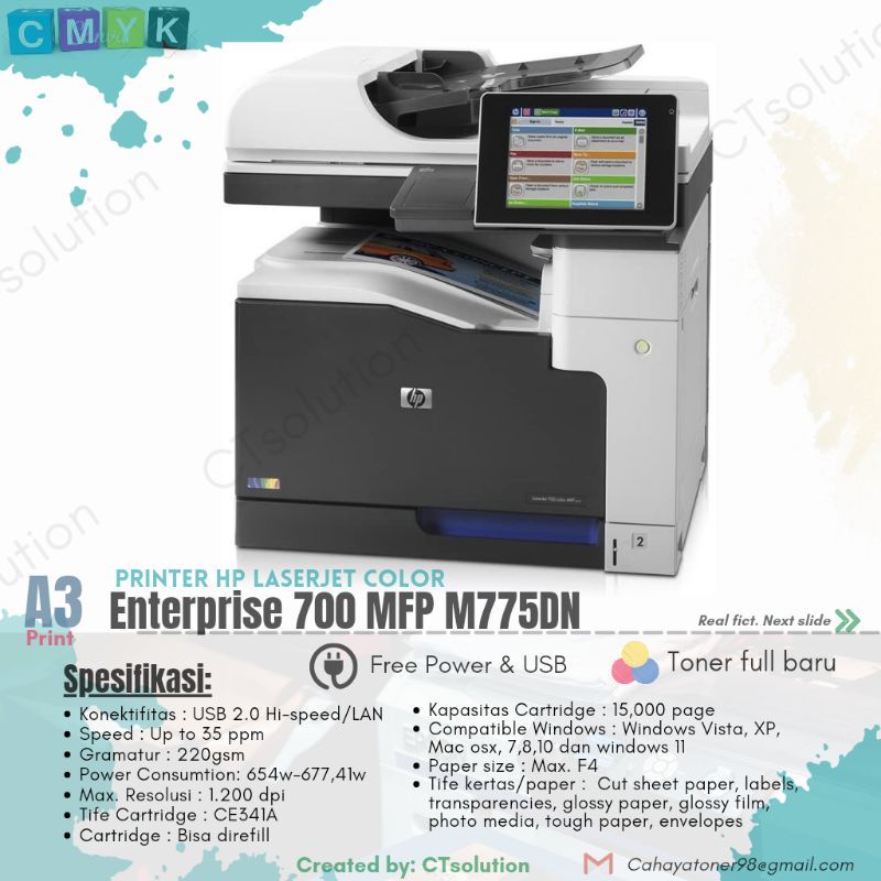 Jual Printer A3 Multifungsi Hp Laserjet Enterprise 700 M775 Color Shopee Indonesia 