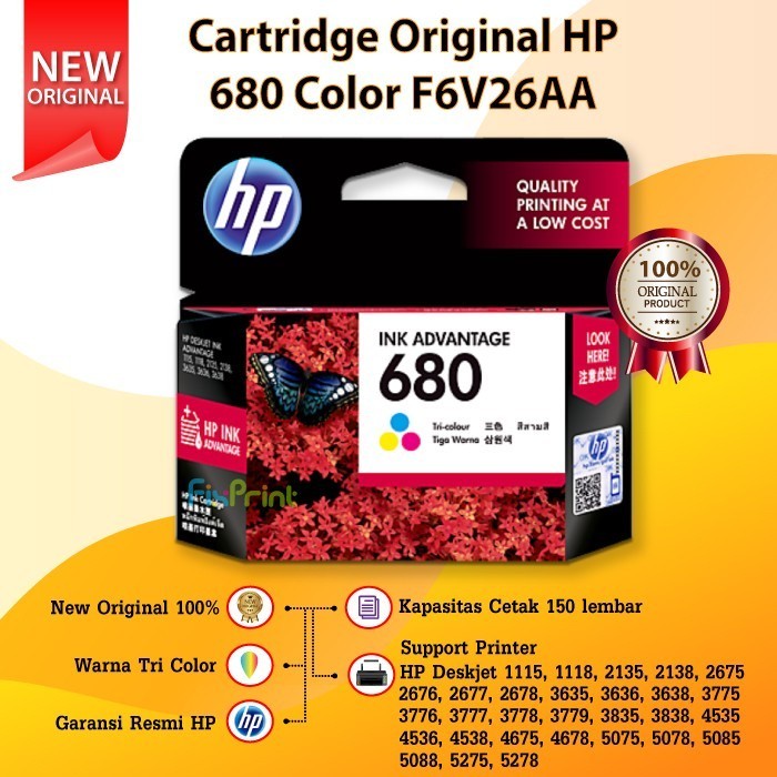Jual Cartridge Recycle HP 680 Color , Tinta Printer HP Deskjet 1115